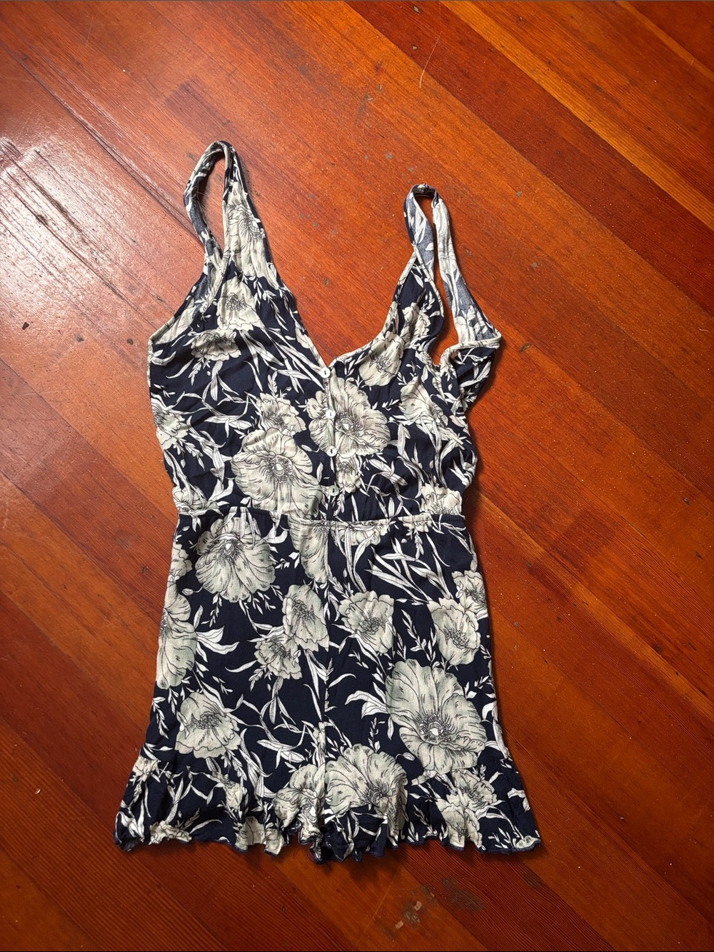 Navy Floral Sleeveless Bodysuit Romper
